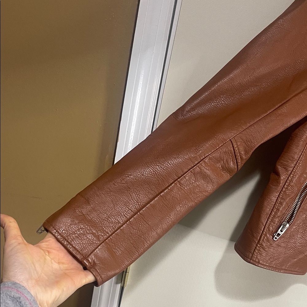 NWOT Blank NYC Tan Leather Jacket with Silver Accents Women’s Size Large - Picture 6 of 12
